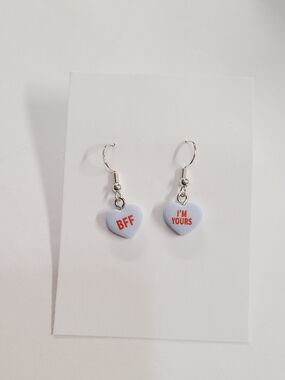 Light Blue Heart 'BFF' & 'I'M YOURS' Dangle Earrings